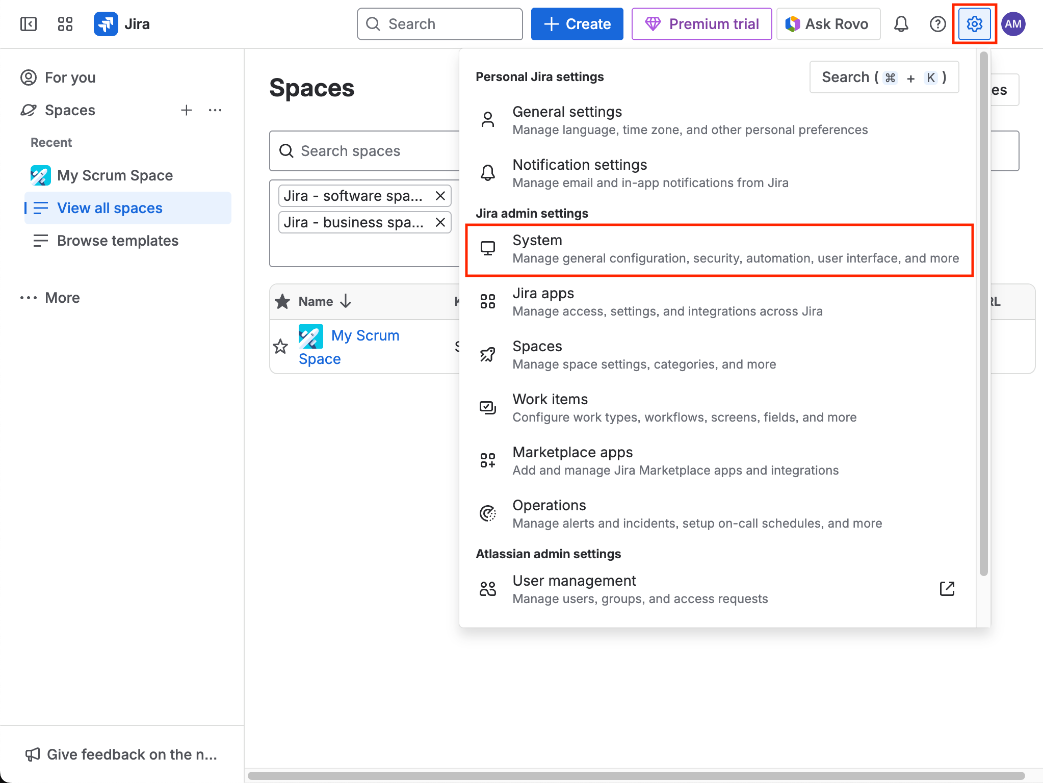 Navigate to System Settings