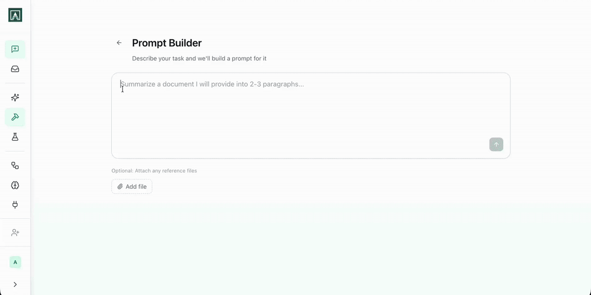 Prompt Builder file attachment