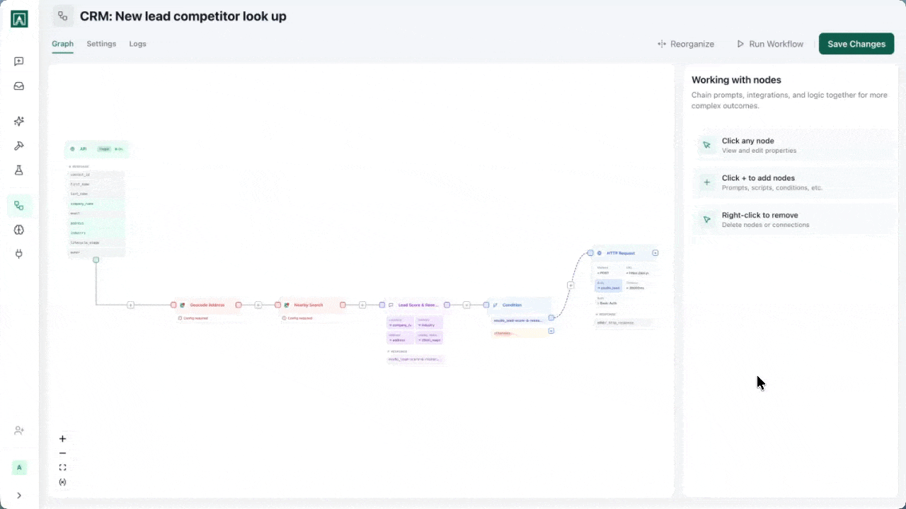 Google Maps workflow nodes