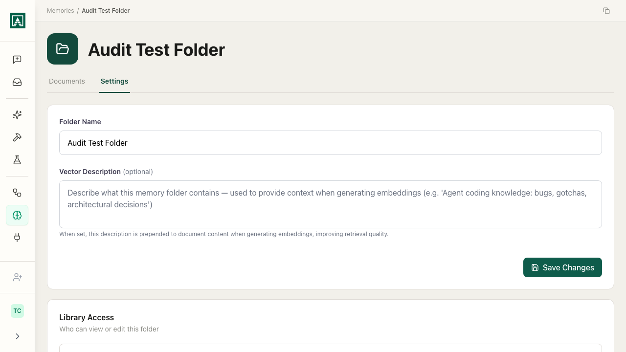 Memory Folder Settings