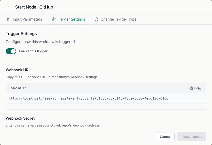 GitHub Webhook Trigger Settings